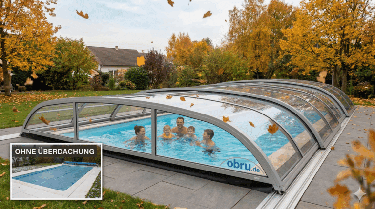 hochwertige Poolüberdachung aus Duetschland - obru